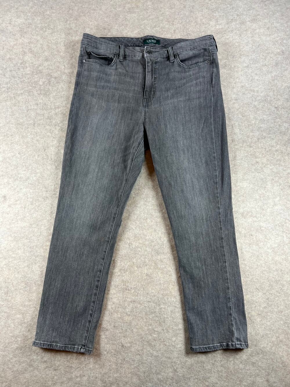 Lauren Ralph Lauren Gray High Rise Premier Straight Ankle Jeans Size 14